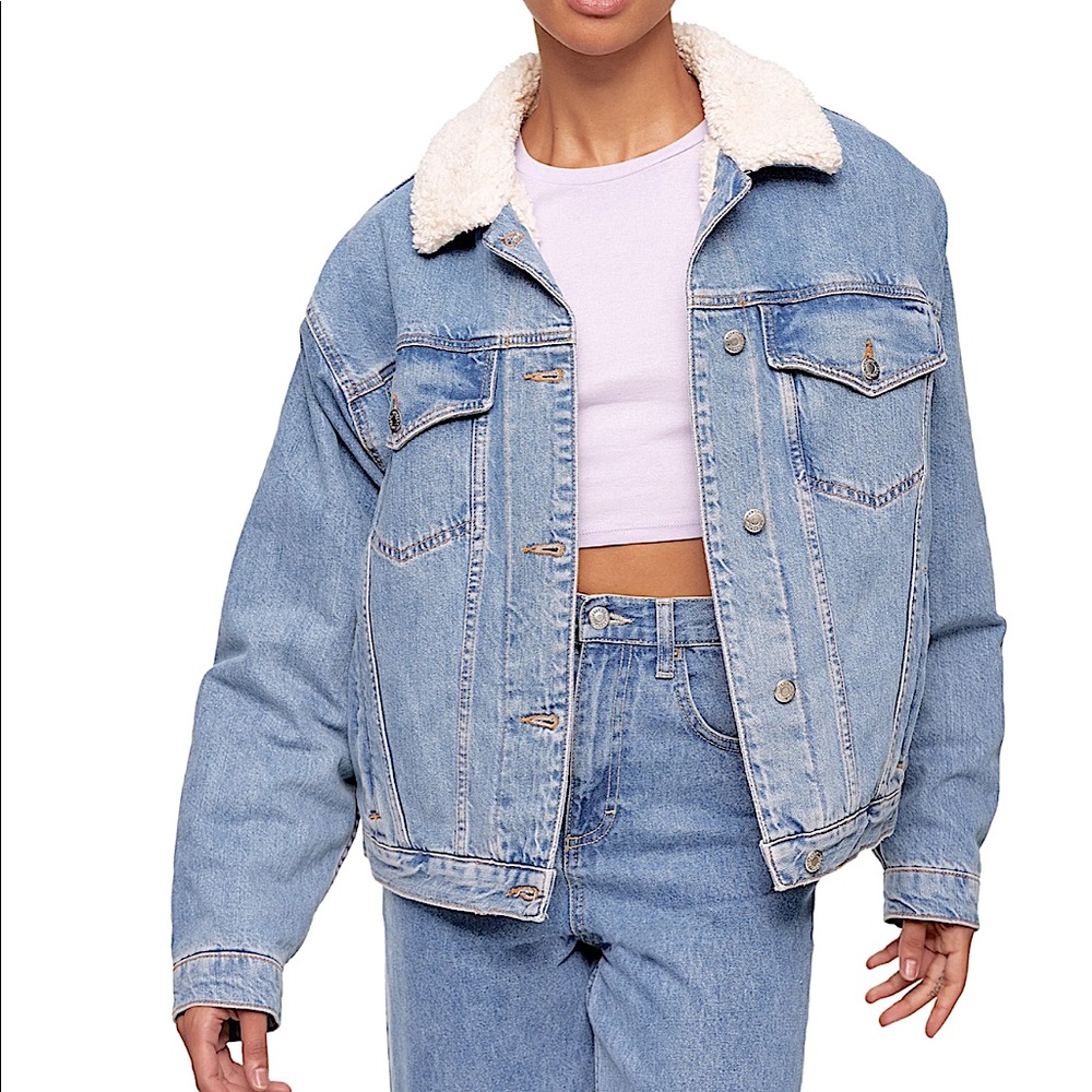 NWOT Fur-lined Denim Jacket
